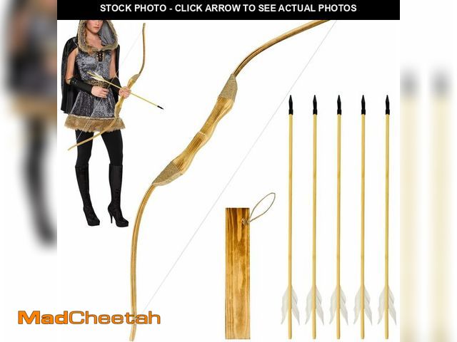 Lot 74-13582956 - Basbon Wooden Bow and Arrow Set, 40 Inch Handmade Wooden Bow and Arrow Cosplay Costume Prop Archery ...
