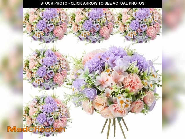 Lot 74-14303002 - Tigeen 6 Bundles Artificial Bouquet Flowers Artificial Peonies Faux Roses Hydrangea Flowers Bouquet ...