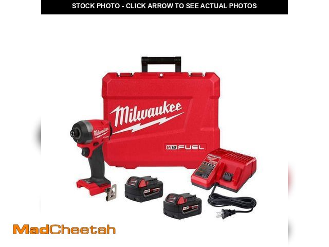 Lot 74-13137323 - Milwaukee M18 FUEL 18V Lithium-Ion Brushless Cordless 1/4 in. Hex Impact Driver Kit with Two 5.0Ah B...