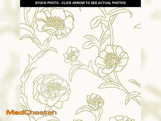 Lot 74-12367828 - Tempaper Metallic Gold Leaf Peonies Removable Peel and Stick Floral Wallpaper, 20.5 in X 16.5 ft, Ma...