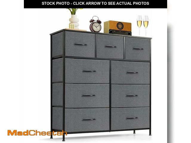 Lot 74-13733517 - 9-Drawer Dresser for Bedroom, Anti-Tip Tall Storage Organizer Chest of Drawers with Wooden Top and M...