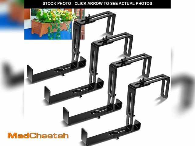 Lot 74-14049923 - Leinuosen 4 Pcs Adjustable Window Boxes Brackets Planter Box Bracket Heavy Duty Deck Railing Hanging...