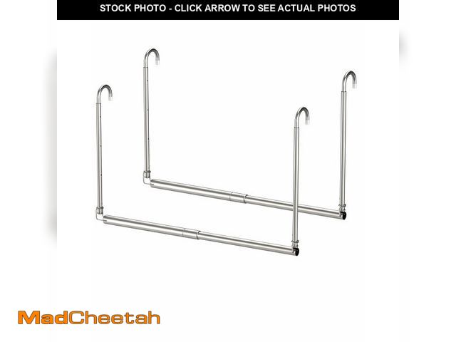 Lot 74-14334840 - Hanging Closet Rod, 2 Pack Adjustable Height &amp; Width Closet Rods for Hanging Clothes-Closet Exte...
