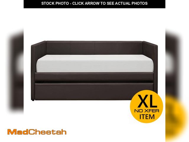 Lot 74-12534217 - Lazzara Evette Brown Faux Leather Upholstered Twin Daybed with Trundle - UNUSED