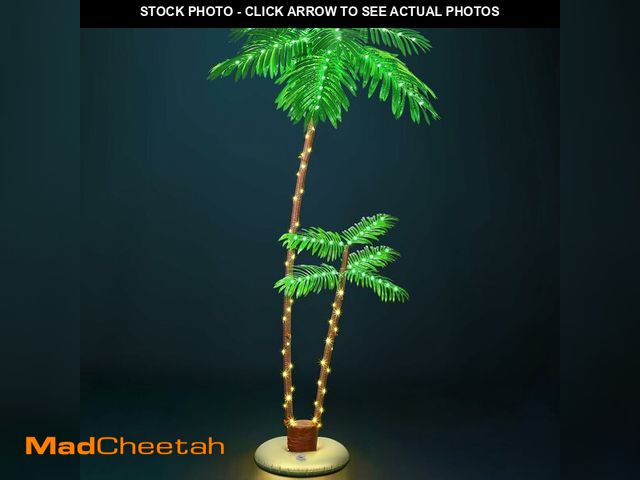 Lot 74-13564218 - OUSHENG Lighted Palm Trees for Outside Patio, 6' Outdoor Light Up Christmas Trees Decoration Decor, ...