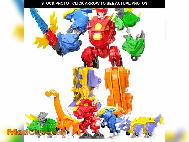 Lot 74-13629554 - RISUNTOY 5-in-1 Transforming Dinosaur Robot Toys, STEM Building Kit with Triceratops Action Figures,...