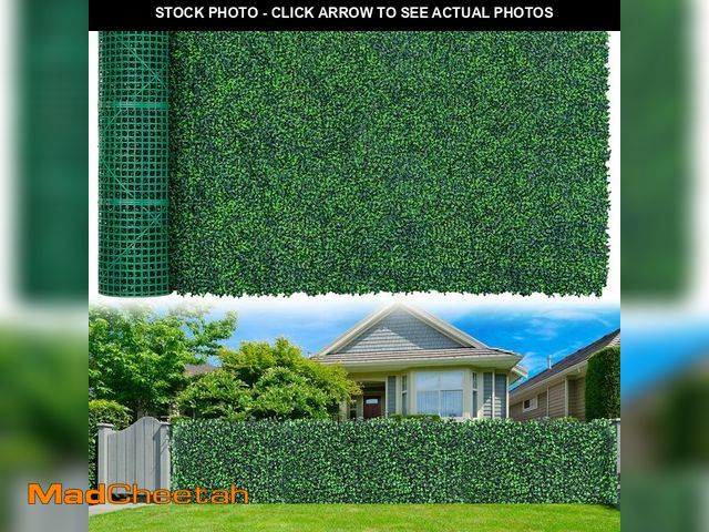 Lot 74-12784901 - Grooy Artificial Boxwood Roll Panels,60"x 120"(50 sq.ft) UV-Anti Faux Ivy Leaves Privacy Fence Scree...