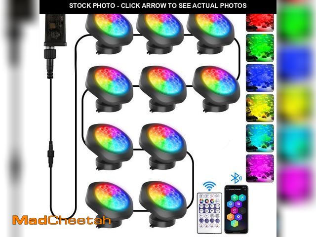 Lot 74-12443505 - T-SUN Submersible RGB LED Pond Lights Ã¢â¬â IP68 Waterproof Fountain Lights with Bluetooth App &a...