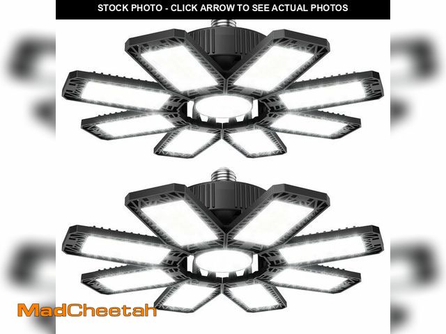 Lot 74-12713217 - ISKYDRAW 240W LED Garage Light 2 Pack, 24000lm Garage Lights Ceiling LED with 8 Deformable Panels, S...