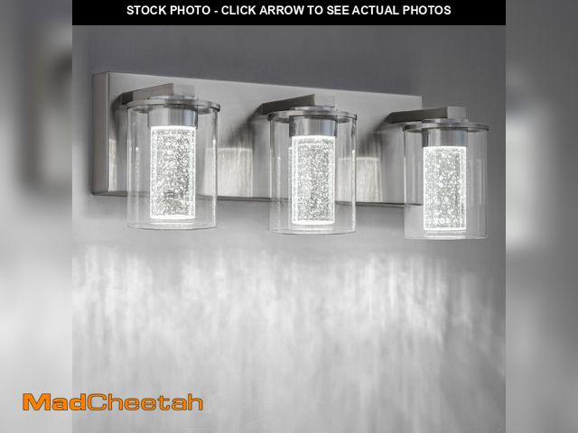 Lot 74-12442298 - SineRise Brushed Nickel Vanity Light (3-Light, 17-Inch), (3000K/4000K/6000K, Dimmable), Eye Protecti...