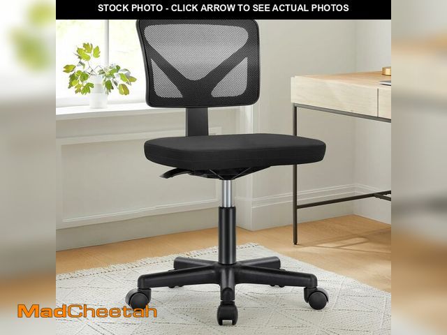 Lot 74-13382461 - (SOME DAMAGE) NEWBULIG Home Office Desk Chair, Armless Ergonomic Swivel Computer Chair with Wheels, ...