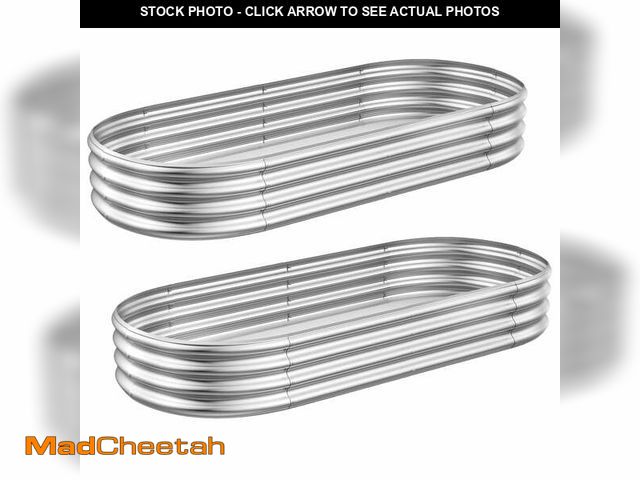 Lot 74-14323985 - Nana Guard Galvanized Raised Garden Bed Kit 2Pack 8ft, Galvanized Planter Boxes Outdoor, Oval Metal ...