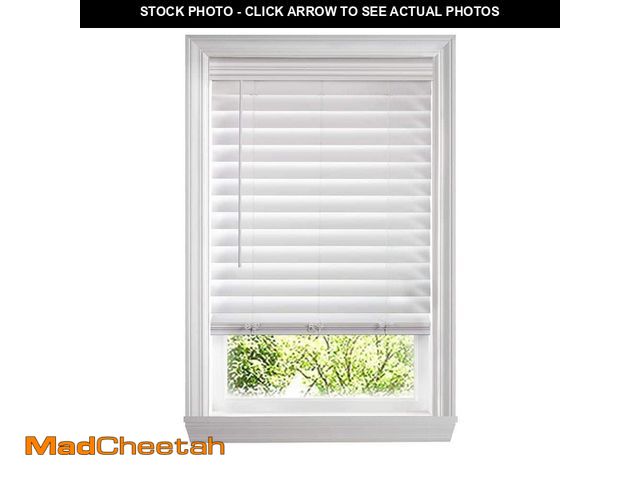 Lot 74-14448975 - Home Decorators Collection White Cordless Premium Faux Wood blinds with 2.5 in. Slats - 30.5 in. W x...