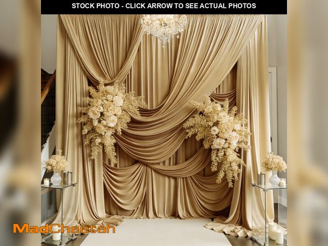 Lot 74-14205237 - 20ftÃâ15ft Champagne Backdrop Curtain for Wedding Parties, 4 Panels Wrinkle Free 15 FT Long Polye...
