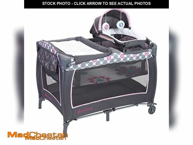 Lot 74-12046247 - Baby Trend Lil' Snooze Deluxe II Nursery Center Playard, Daisy Dots - UNUSED