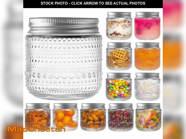 Lot 74-12718681 - WACOI Mason Jars 8 Oz with Lids 12 Packs, Vintage Small Glass Canning Jars with Silver Metal Lids fo...