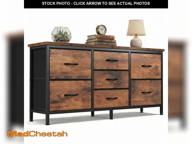 Lot 74-13766283 - edx 7 Drawer Dresser for Bedroom, 47.2" Fabric Drawers with Wood Top Metal Frame, Storage Organizer ...