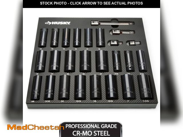 Lot 74-13691737 - Husky 1/2 in. Drive SAE/Metric Deep Impact Socket Set in EVA Foam (26-Piece) - UNUSED