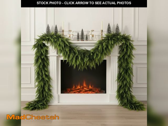 Lot 74-12708781 - 9 FT Christmas Cedar Garland, Real Touch Soft &amp; Thickness Greenery Pine Garland for Mantle Table...