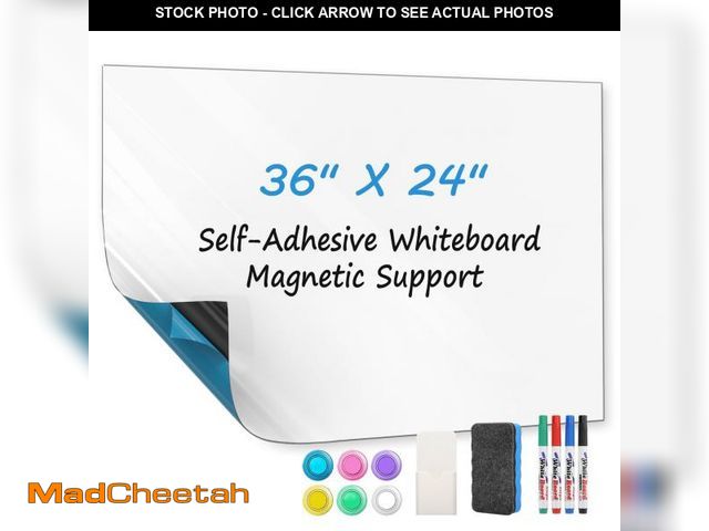 Lot 74-12148453 - MaxGear White Board Sticker with Self-Adhesive Backing, 36"x24" Magnetic Dry Erase Board for Wall, M...