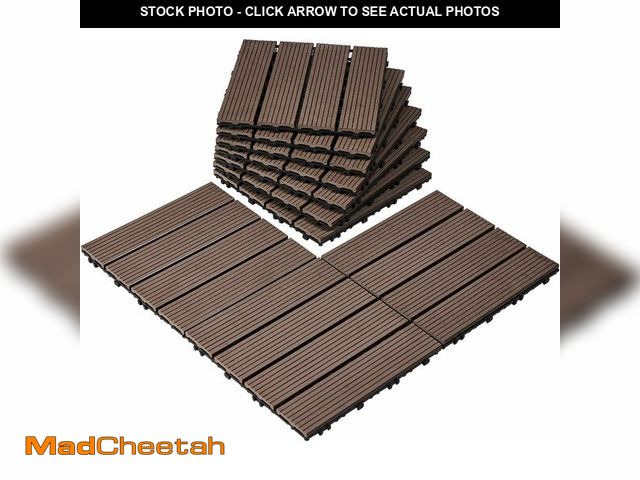 Lot 74-13794368 - VEVOR Interlocking Deck Tiles Plastic Wood, 10 Pack,12"x12" 10 sq. ft Waterproof Outdoor Flooring Al...