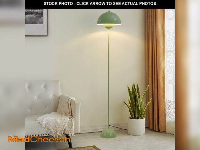 Lot 74-12717458 - SUNLLOK Green LED Floor Lamp for Living Room, Industrial Metal Dome Lampshade Standing Floor Table L...