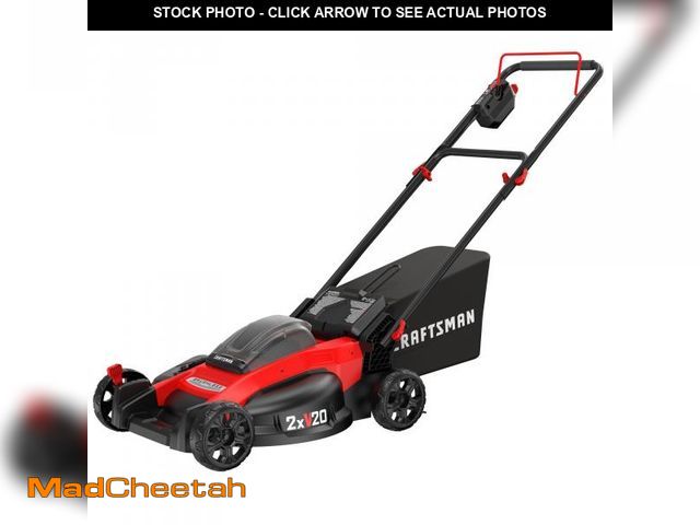 Lot 74-12145097 - CRAFTSMAN V20 Lawn Mower, Push Mower, Lightweight and Portable, Grass Bag, Battery and Charger Inclu...