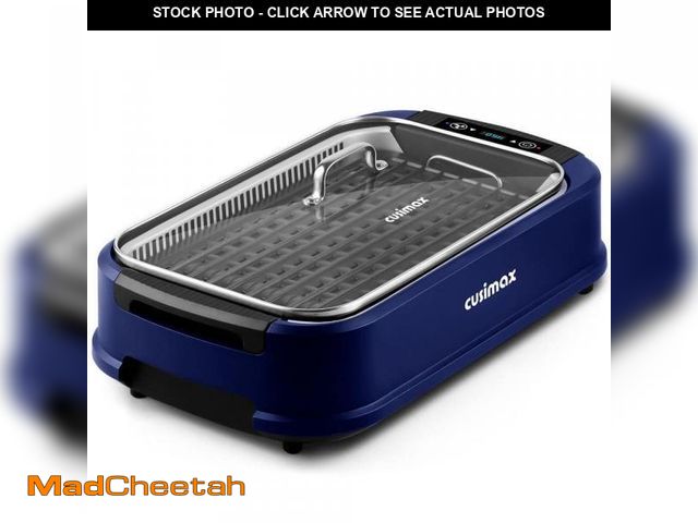 Lot 74-12032129 - Elexnux 267sq. in. Blue Smokeless Electric Portable Indoor Grill with 1500-Watt Fast Heating - UNUSE...