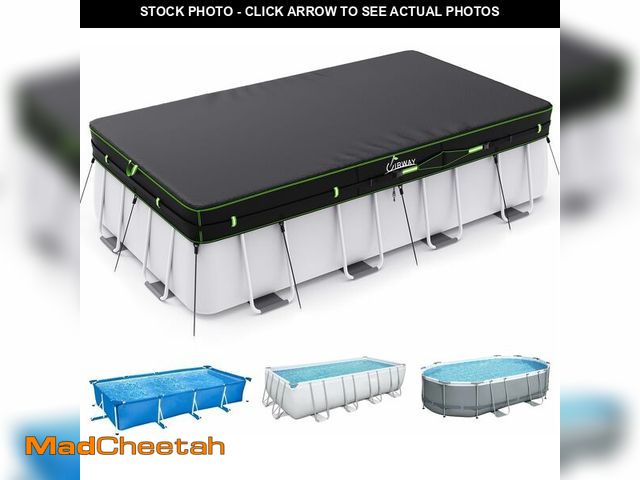 Lot 74-14433059 - UIRWAY 12x24 FT Rectangular Pool Cover with Reflective Strips, Swimming Pool Cover for Above Ground ...