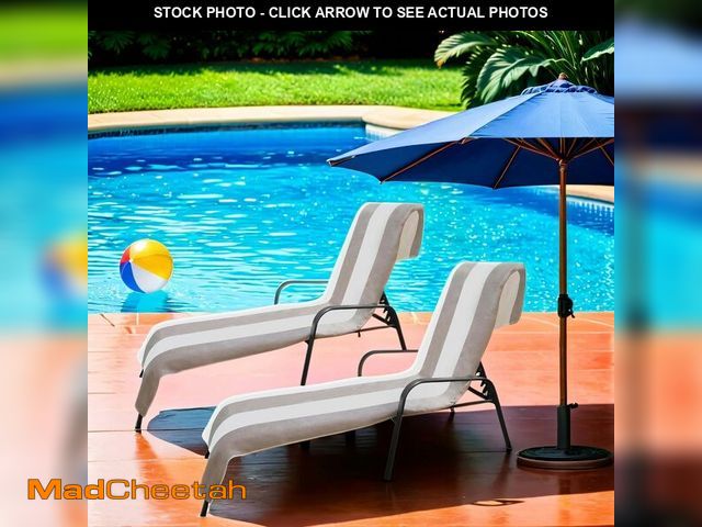 Lot 74-12633364 - Superior Cabana Cotton Lounge Chair Cover, Outdoor Towel/Chaise Furniture Covers, Terry Cloth, Beach...