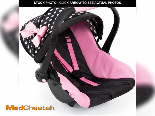 Lot 74-12664119 - Bayer Design Dolls: Deluxe Car Seat: Hearts Black &amp; Pink - Pretend Play Accessory for Dolls/Plus...