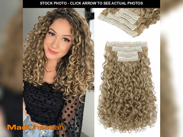 Lot 74-14212922 - REECHO Curly Hair Extensions - 4PCS 18" GoGo Curly Clip in Hair Extensions 100% Super Protein Hairpi...