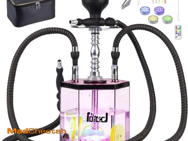 Lot 74-12329737 - NBILIC 2 Hose Large Hookah Set Ã¢â¬â Premium Acrylic Shisha Hookah with Everything Included, Magi...