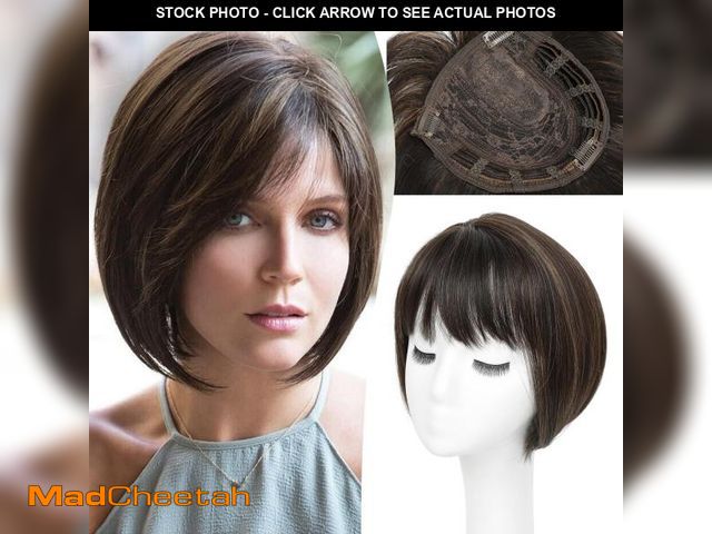 Lot 74-12307471 - Hair Topper Short Bob Toppers with Bangs Side Part Toppers for Women with Thinning Hair Full Coverag...