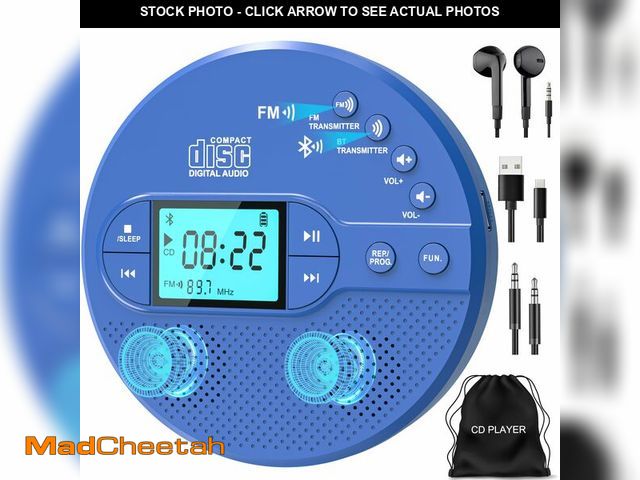 Lot 74-14272770 - Sunoony Portable CD Player with Bluetooth, CD Players for Car with FM Transmitter, Rechargeable Pers...