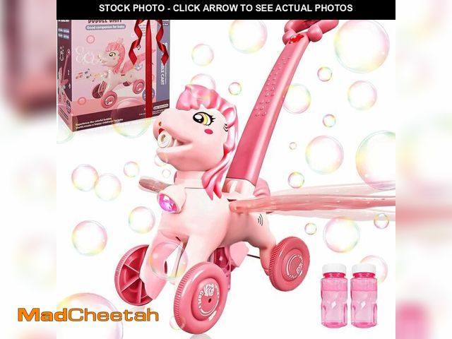 Lot 74-14338350 - Pink Bubble Machine Blower Maker Lawn Mower Walking Toy Christmas Basket Stuffers Outdoor Summer Gir...