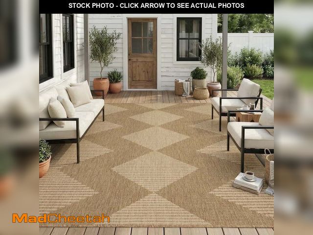 Lot 74-14351702 - SIXHOME 5'x7' Outdoor Rugs, Bohemian Geometry Patio Rug, Indoor Outdoor Polypropylene Weave Textured...
