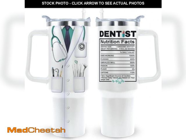 Lot 74-12128855 - Sxmluedn Dentist Tumbler Cup - 40 Oz Mug With Lid, Straw and Handle - Gift For Men and Women - UNUSE...