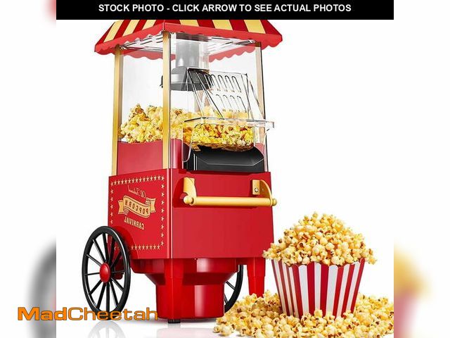 Lot 74-12668395 - TINANA Vintage Hot Air Popcorn Machine, 1200W Oil-Free Popcorn Maker with Measuring Cup, Compact Cou...