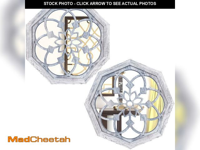 Lot 74-13550825 - ZOLAPI 2 PCS Octagon Wall-Mounted Mirrors,Vintage Farmhouse Mirror for Wall Decor,Rustic White Color...