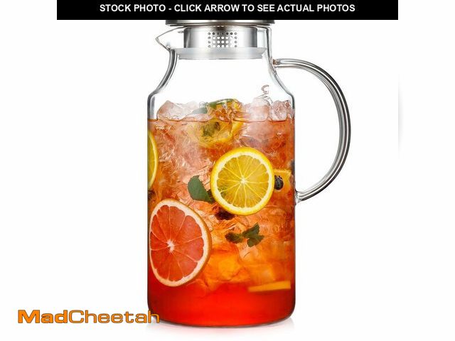 Lot 74-14143089 - 1 Gallon thickened Glass Pitcher with Lid and Spout, Borosilicate Glass Carafe for Hot/Cold Drink, W...