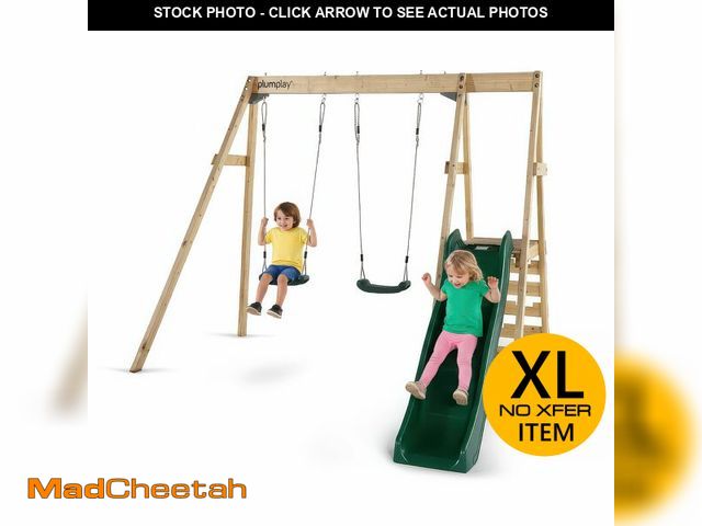 Lot 74-12824061 - Plum Wooden Swing Sets for Backyard with Slide, Toddler Playground Playsets, Kids Outdoor Play Equip...