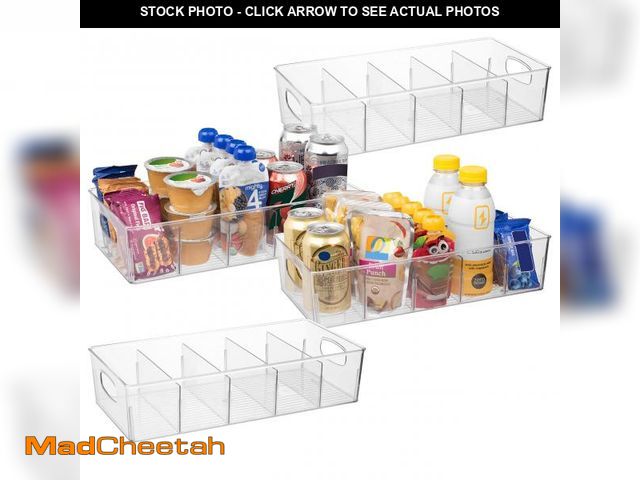 Lot 74-12304952 - ClearSpace Plastic Pantry Organization and Storage Bins with Removable Dividers Ã¢â¬â 4 Pack XL P...