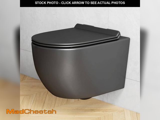 Lot 74-12495653 - Eridanus Hampton Wall Hung Toilet 0.8/1.6 GPF Dual Flush Elongated Bowl Toilet in Matte Black, Seat ...