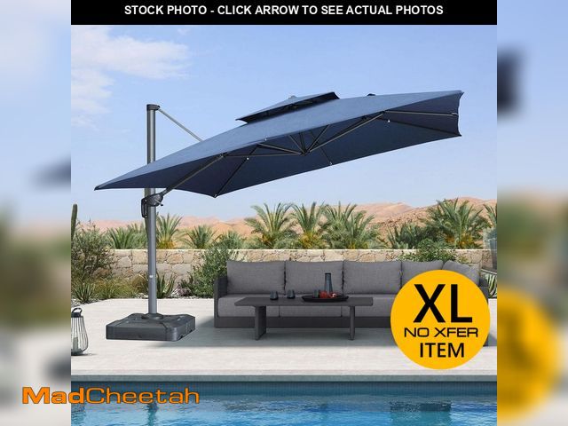 Lot 74-14342395 - (MISSING BASE) PURPLE LEAF 12 ft. Square Sunbrella Double Top Aluminum 360ÃÂ° Rotation Cantilever P...