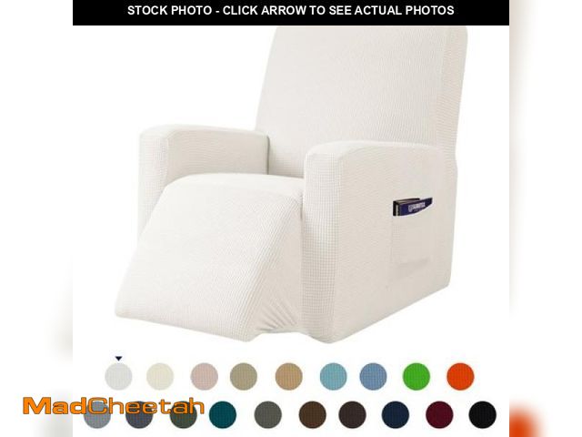 Lot 74-12155105 - Subrtex Recliner Slipcover with Pockets Stretch Furniture Chair Cover  White (Back Width 24 -32  &am...