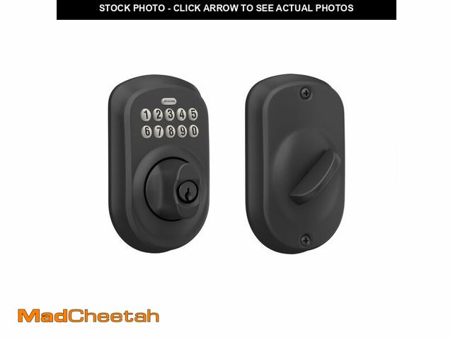 Lot 74-14591527 - Schlage Electronic Keypad Deadbolt Lock, Plymouth Trim, Matte Black - USED