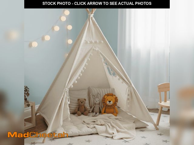 Lot 74-12887483 - Teepee Tent for Kids, Play Tent with Pompom Ball Design,Washable Foldable Kids Tent for Indoor and O...
