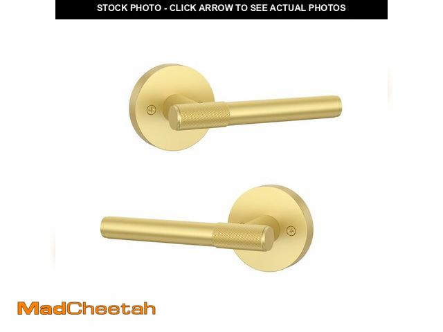 Lot 74-13622060 - Asidrama 2 Pack Brushed Gold Dummy Door Handles, Non-Turning Decorative Door Lever with Door Knobs f...