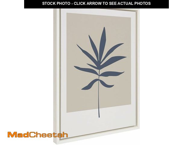 Lot 74-12664419 - Kate and Laurel Sylvie Muted Tan and Blue Colorblock Botanical Leaf Framed Canvas Wall Art by The Cr...